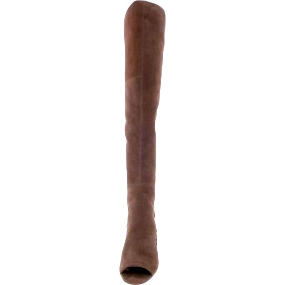 NIB Vince Camuto Shassa Taupe Suede Open Toe, Over-The-Knee Heeled Boots - Picture 4 of 15